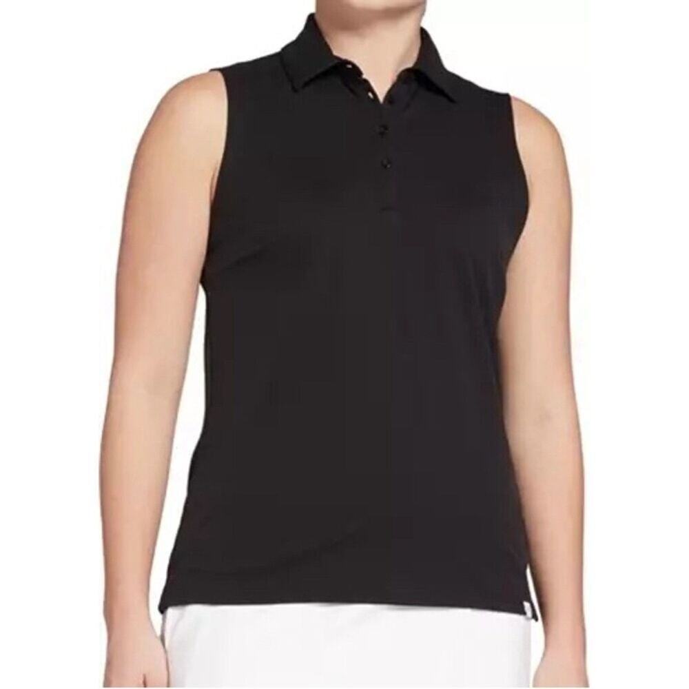 Women's Lady Hagen Sleeveless Polo Shirt XS Black NWT